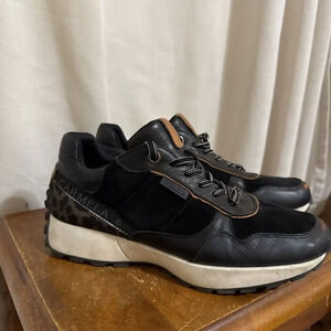 Carmela Shoes Leather Suede Cheetah Leopard Print Sneakers Womens 41 10.5 Chunky